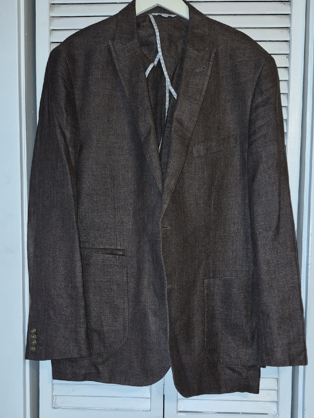 Men's Brown Soft Shoulder Blazer - Tailored Casual Elegance Silk Linen Blend
